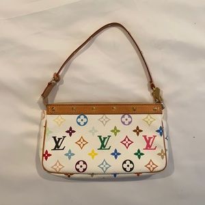 TAKASHI MURAKAMI X LOUIS VUITTON WHITE MONOGRAM MULTICOLORE POCHETTE ACCESSOIRES